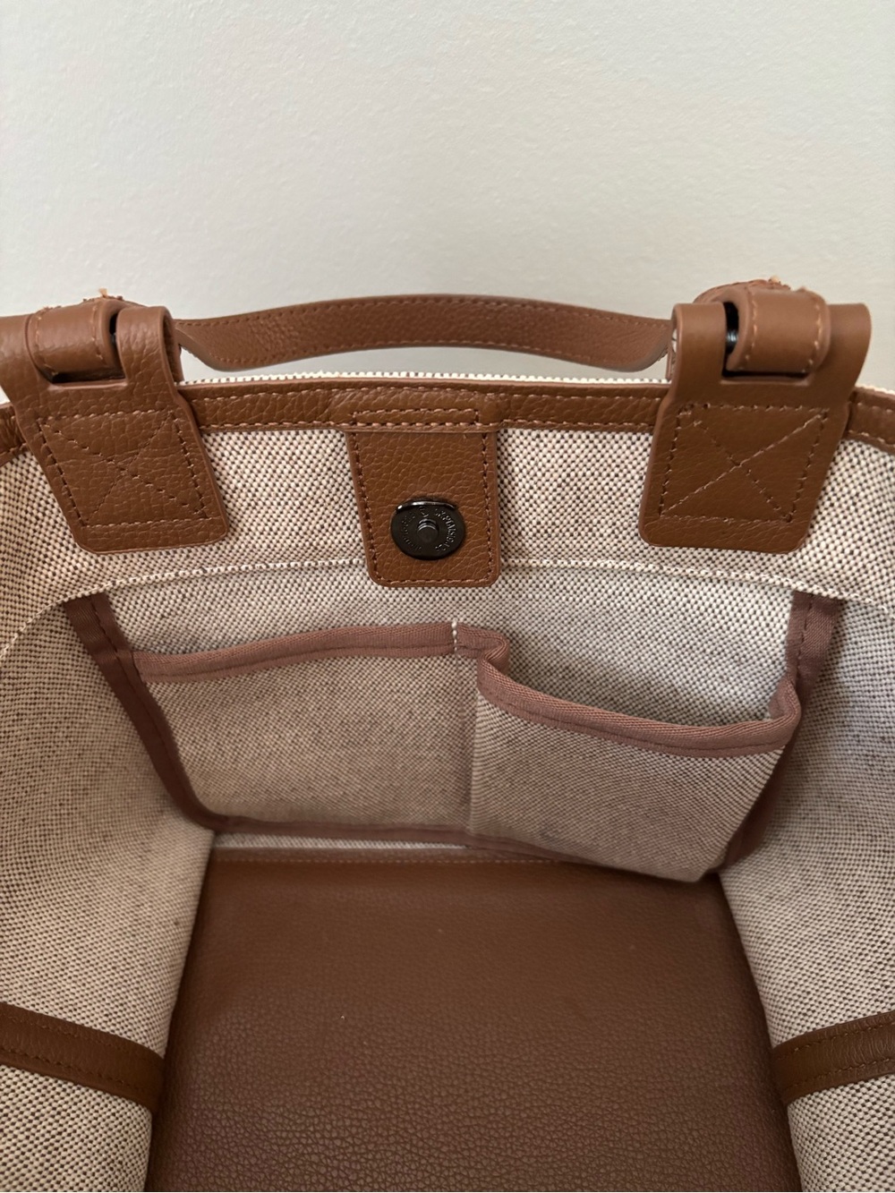 Botkier Two-Tone Brown & Cream Canvas Leather Tote - Picture 4 of 6